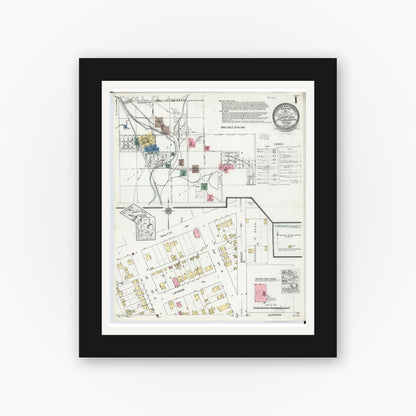 Old map wall art mockup — black gallery frame with white mat — Sanborn Fire Insurance Map from Caspian, Iron County, Michigan (1922) - Complete Map Set