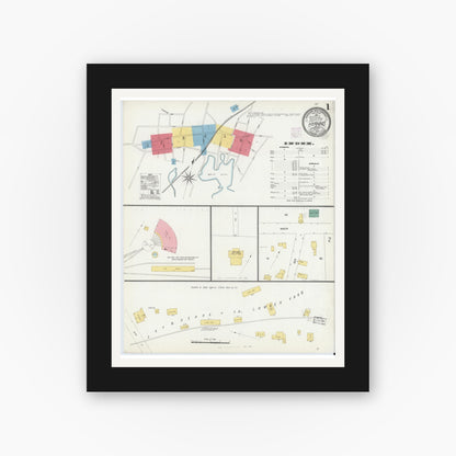 Old map wall art mockup — black gallery frame with white mat — Sanborn Fire Insurance Map from Hyannis, Barnstable County, Massachusetts (1906) - Complete Map Set