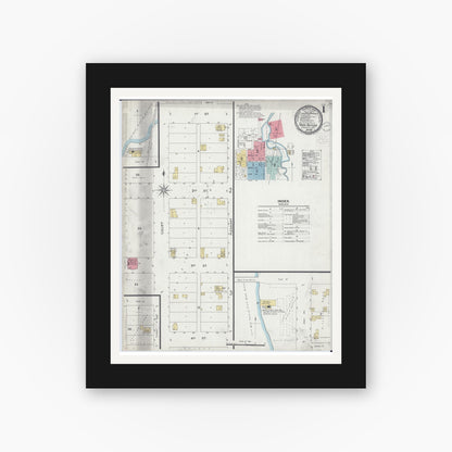 Old map wall art mockup — black gallery frame with white mat — Sanborn Fire Insurance Map from Park Rapids, Hubbard County, Minnesota (1900) - Complete Map Set