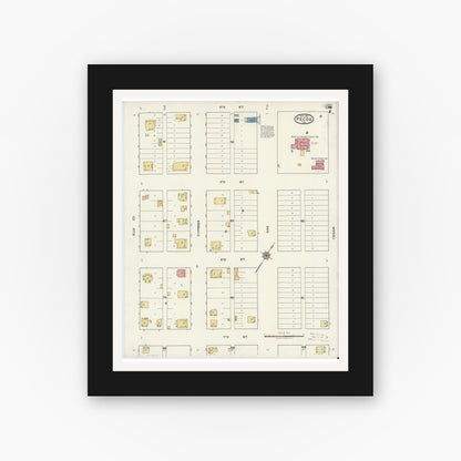 Old map wall art mockup — black gallery frame with white mat — Sanborn Fire Insurance Map from Pecos, Reeves County, Texas (1921), Sheet #0007
