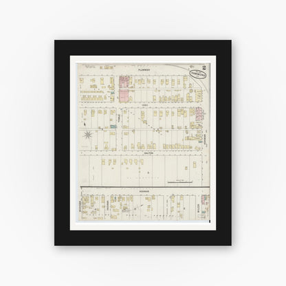 Old map wall art mockup — black gallery frame with white mat — Sanborn Fire Insurance Map from Hammond, Lake County, Indiana (1887), Sheet #0002