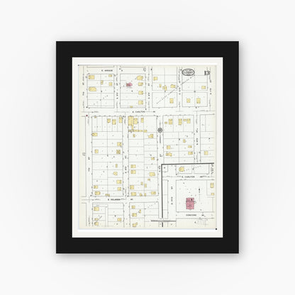 Old map wall art mockup — black gallery frame with white mat — Sanborn Fire Insurance Map from Cloquet, Carlton County, Minnesota (1919), Sheet #0013
