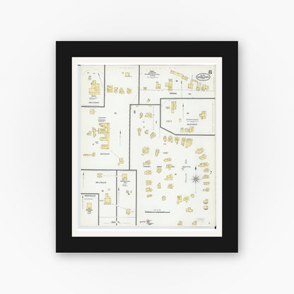 Old map wall art mockup — black gallery frame with white mat — Sanborn Fire Insurance Map from Charlevoix, Charlevoix County, Michigan (1901), Sheet #0008