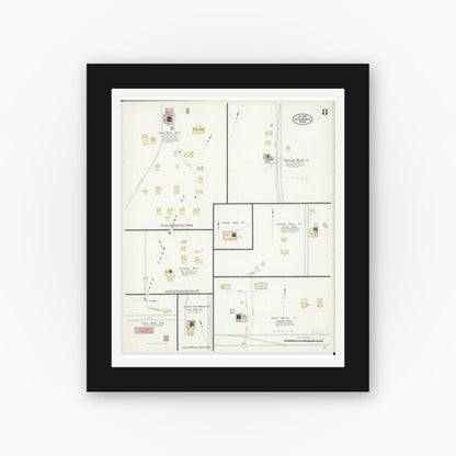 Old map wall art mockup — black gallery frame with white mat — Sanborn Fire Insurance Map from Hibbing, Saint Louis County, Minnesota (1908), Sheet #0008