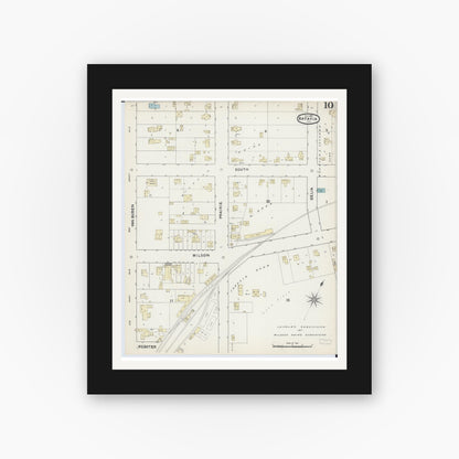 Old map wall art mockup — black gallery frame with white mat — Sanborn Fire Insurance Map from Batavia, Kane County, Illinois (1891), Sheet #0010