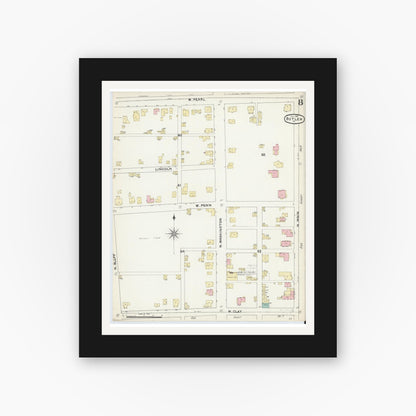 Old map wall art mockup — black gallery frame with white mat — Sanborn Fire Insurance Map from Butler, Butler County, Pennsylvania (1891), Sheet #0008