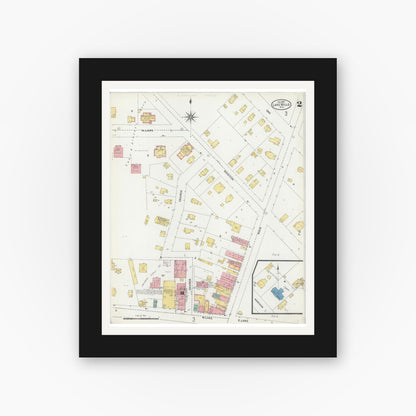 Old map wall art mockup — black gallery frame with white mat — Sanborn Fire Insurance Map from Lake Mills, Jefferson County, Wisconsin (1903), Sheet #0002
