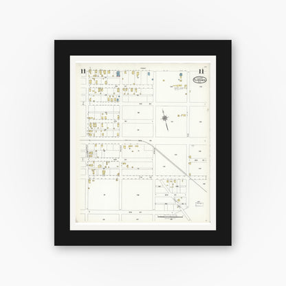 Old map wall art mockup — black gallery frame with white mat — Sanborn Fire Insurance Map from Florence, Burlington County, New Jersey (1926), Sheet #0011