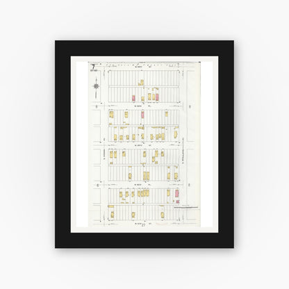 Old map wall art mockup — black gallery frame with white mat — Sanborn Fire Insurance Map from Chicago, Cook County, Illinois (1920), Sheet #0007