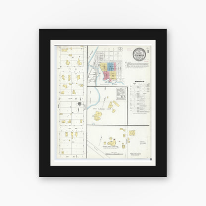 Old map wall art mockup — black gallery frame with white mat — Sanborn Fire Insurance Map from Pentwater, Oceana County, Michigan (1910) - Complete Map Set