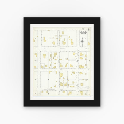 Old map wall art mockup — black gallery frame with white mat — Sanborn Fire Insurance Map from Jefferson, Marion County, Texas (1911), Sheet #0008
