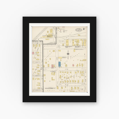 Old map wall art mockup — black gallery frame with white mat — Sanborn Fire Insurance Map from Willoughby, Lake County, Ohio (1922), Sheet #0002