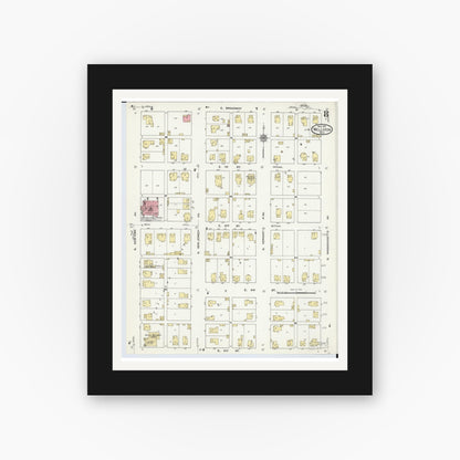 Old map wall art mockup — black gallery frame with white mat — Sanborn Fire Insurance Map from Wellston, Jackson County, Ohio (1911), Sheet #0008