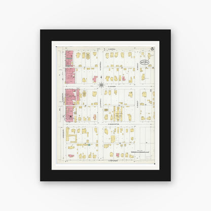 Old map wall art mockup — black gallery frame with white mat — Sanborn Fire Insurance Map from Macomb, Mcdonough County, Illinois (1906), Sheet #0005