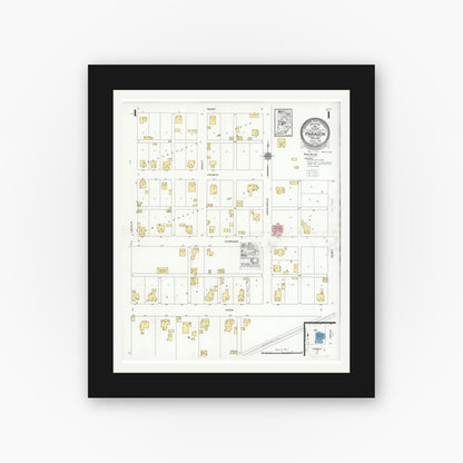 Old map wall art mockup — black gallery frame with white mat — Sanborn Fire Insurance Map from Paragon, Morgan County, Indiana (1929) - Complete Map Set