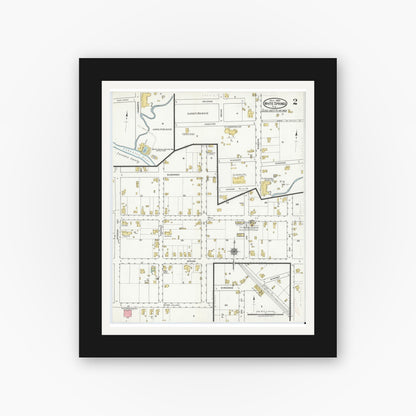 Old map wall art mockup — black gallery frame with white mat — Sanborn Fire Insurance Map from White Springs, Hamilton County, Florida (1920), Sheet #0002