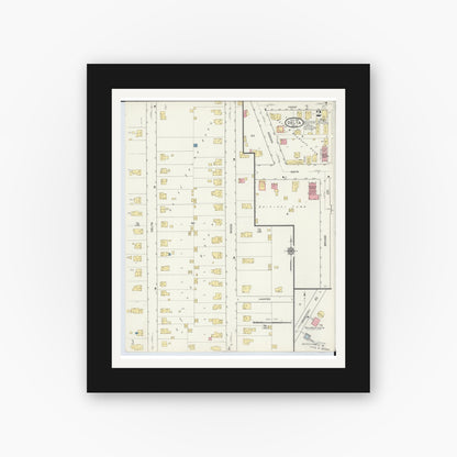 Old map wall art mockup — black gallery frame with white mat — Sanborn Fire Insurance Map from Delta, Fulton County, Ohio (1916), Sheet #0002