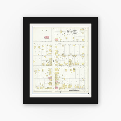 Old map wall art mockup — black gallery frame with white mat — Sanborn Fire Insurance Map from Williamsburg, Clermont County, Ohio (1911), Sheet #0003