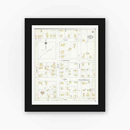 Old map wall art mockup — black gallery frame with white mat — Sanborn Fire Insurance Map from Sparta, Monroe County, Wisconsin (1911), Sheet #0003
