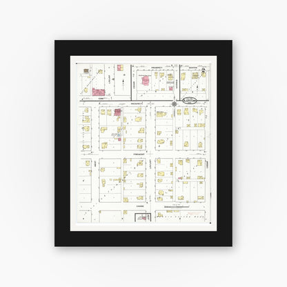 Old map wall art mockup — black gallery frame with white mat — Sanborn Fire Insurance Map from Blairstown, Benton County, Iowa (1921), Sheet #0002