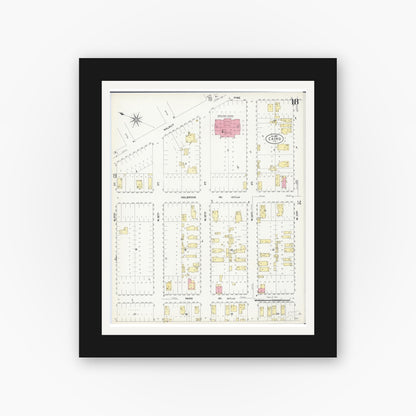 Old map wall art mockup — black gallery frame with white mat — Sanborn Fire Insurance Map from Cairo, Alexander County, Illinois (1907), Sheet #0018