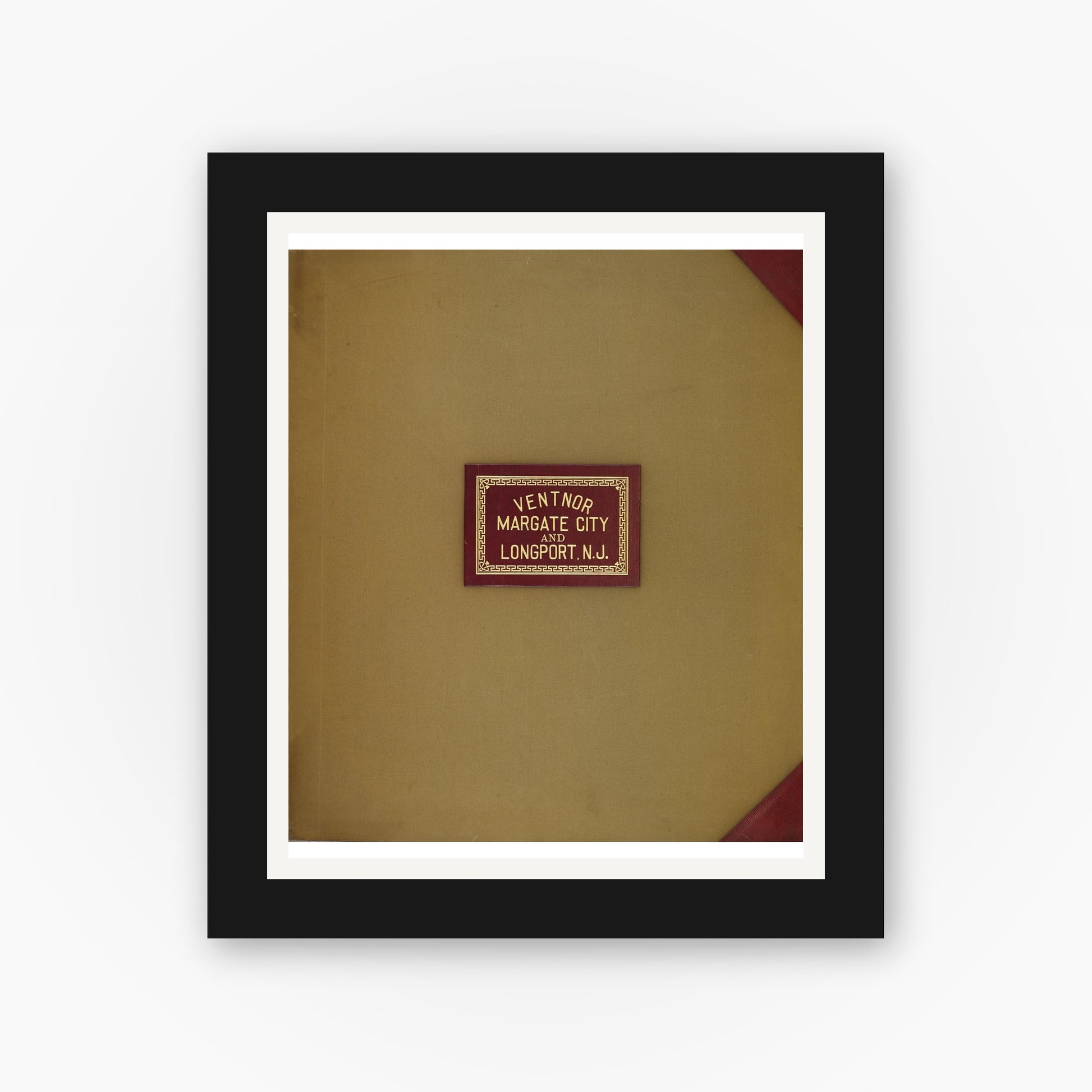 Old map wall art mockup — black gallery frame with white mat — Sanborn Fire Insurance Map from Ventnor, Atlantic County, New Jersey (1949), Sheet #0001