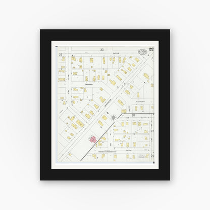 Old map wall art mockup — black gallery frame with white mat — Sanborn Fire Insurance Map from Alpena, Alpena County, Michigan (1901), Sheet #0022