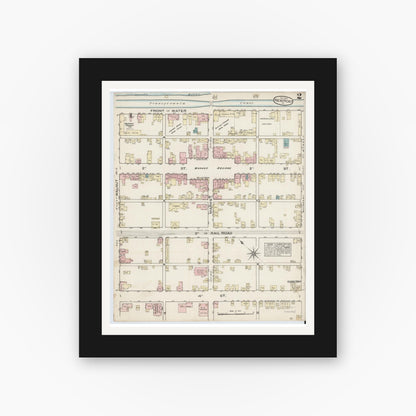 Old map wall art mockup — black gallery frame with white mat — Sanborn Fire Insurance Map from Newport, Perry County, Pennsylvania (1884), Sheet #0002