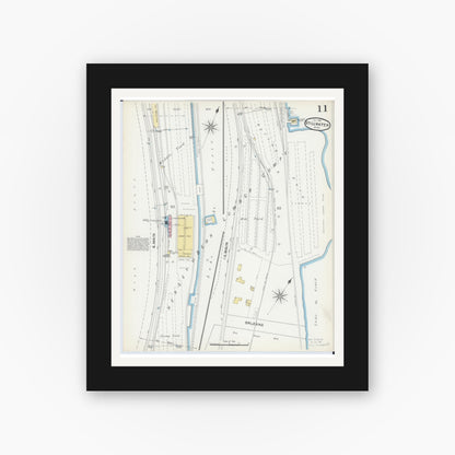 Old map wall art mockup — black gallery frame with white mat — Sanborn Fire Insurance Map from Stillwater, Washington County, Minnesota (1891), Sheet #0011