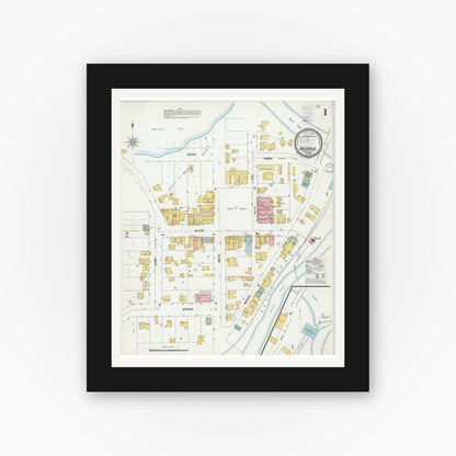 Old map wall art mockup — black gallery frame with white mat — Sanborn Fire Insurance Map from Galesville, Trempealeau County, Wisconsin (1900) - Complete Map Set