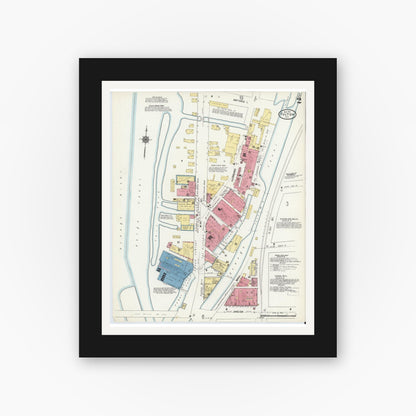 Old map wall art mockup — black gallery frame with white mat — Sanborn Fire Insurance Map from Fulton, Oswego County, New York (1911) - Complete Map Set
