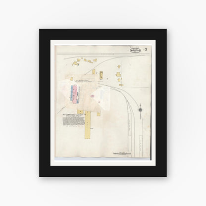 Old map wall art mockup — black gallery frame with white mat — Sanborn Fire Insurance Map from Manistique, Schoolcraft County, Michigan (1950), Sheet #0003