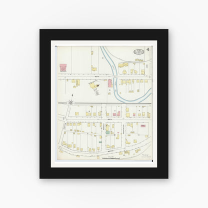 Old map wall art mockup — black gallery frame with white mat — Sanborn Fire Insurance Map from Salineville, Columbiana County, Ohio (1895), Sheet #0004