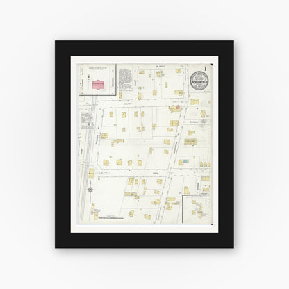 Old map wall art mockup — black gallery frame with white mat — Sanborn Fire Insurance Map from Bergenfield, Bergen County, New Jersey (1912), Sheet #0001