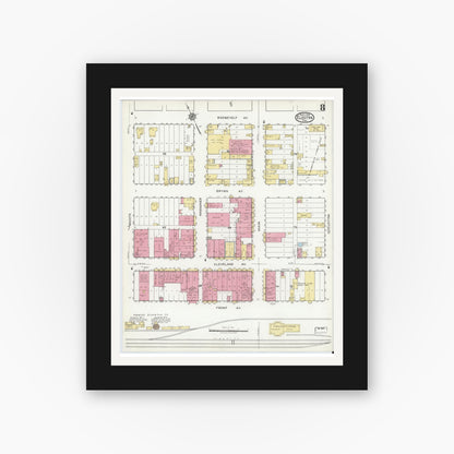 Old map wall art mockup — black gallery frame with white mat — Sanborn Fire Insurance Map from Electra, Wichita County, Texas (1919), Sheet #0008