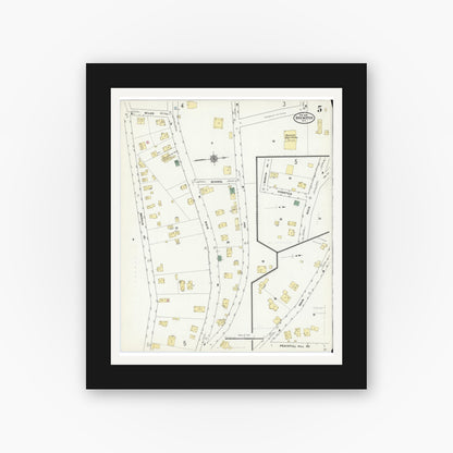 Old map wall art mockup — black gallery frame with white mat — Sanborn Fire Insurance Map from Brewster, Putnam County, New York (1910), Sheet #0005