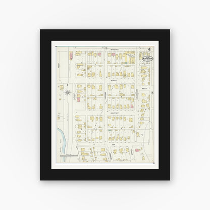 Old map wall art mockup — black gallery frame with white mat — Sanborn Fire Insurance Map from Murphysboro, Jackson County, Illinois (1897), Sheet #0004