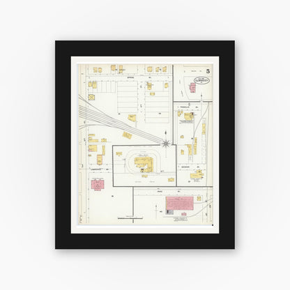 Old map wall art mockup — black gallery frame with white mat — Sanborn Fire Insurance Map from Ellwood City, Lawrence County, Pennsylvania (1903), Sheet #0005