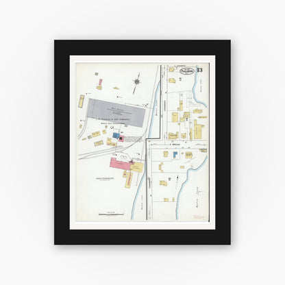 Old map wall art mockup — black gallery frame with white mat — Sanborn Fire Insurance Map from Paulsboro, Gloucester County, New Jersey (1920), Sheet #0013