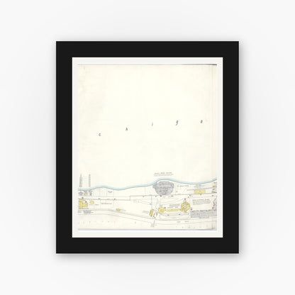 Old map wall art mockup — black gallery frame with white mat — Sanborn Fire Insurance Map from Chicago, Cook County, Illinois (Unknown), Sheet #0004