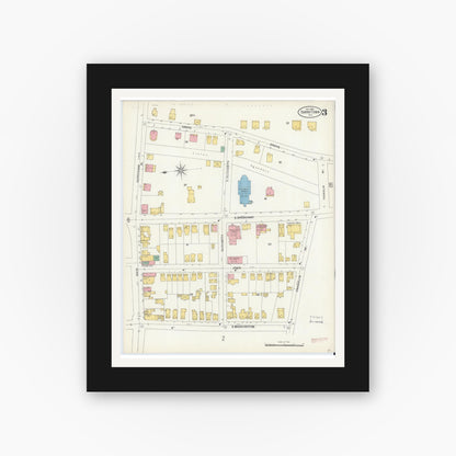 Old map wall art mockup — black gallery frame with white mat — Sanborn Fire Insurance Map from Tarrytown, Westchester County, New York (1903), Sheet #0003