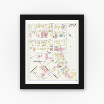 Old map wall art mockup — black gallery frame with white mat — Sanborn Fire Insurance Map from Mount Clemens, Macomb County, Michigan (1909), Sheet #0003