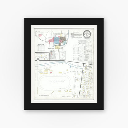Old map wall art mockup — black gallery frame with white mat — Sanborn Fire Insurance Map from Mount Gilead, Morrow County, Ohio (1946), Sheet #0001