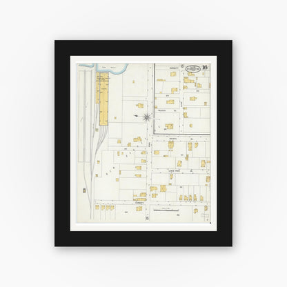 Old map wall art mockup — black gallery frame with white mat — Sanborn Fire Insurance Map from Saint Augustine, Saint John's County, Florida (1904), Sheet #0016