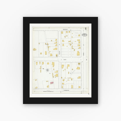 Old map wall art mockup — black gallery frame with white mat — Sanborn Fire Insurance Map from San Angelo, Tom Green County, Texas (1900), Sheet #0002