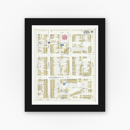 Old map wall art mockup — black gallery frame with white mat — Sanborn Fire Insurance Map from Mount Carmel, Northumberland County, Pennsylvania (1920), Sheet #0010