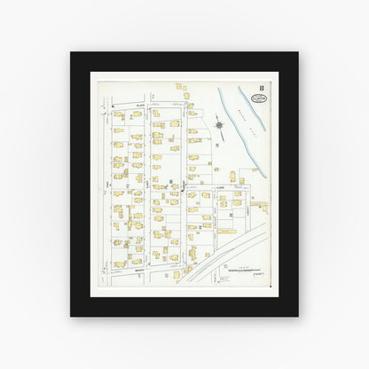 Old map wall art mockup — black gallery frame with white mat — Sanborn Fire Insurance Map from Clinton, Worcester County, Massachusetts (1919), Sheet #0008
