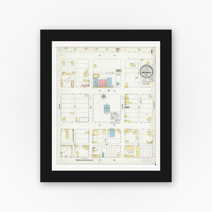 Old map wall art mockup — black gallery frame with white mat — Sanborn Fire Insurance Map from Sweetwater, Nolan County, Texas (1902) - Complete Map Set