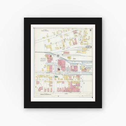 Old map wall art mockup — black gallery frame with white mat — Sanborn Fire Insurance Map from Middletown, Butler County, Ohio (1901), Sheet #0002