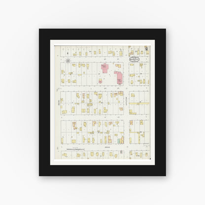 Old map wall art mockup — black gallery frame with white mat — Sanborn Fire Insurance Map from Menasha, Winnebago County, Wisconsin (1895), Sheet #0002